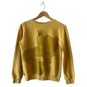 Disney Winnie The Pooh Yellow Gold Crewneck Sweatshirt XS